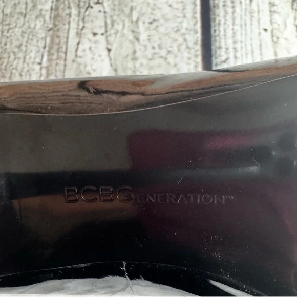 BCBG Generation Black Patent Peep Toe 4” Stiletto Heels Size 7 - Picture 12 of 12